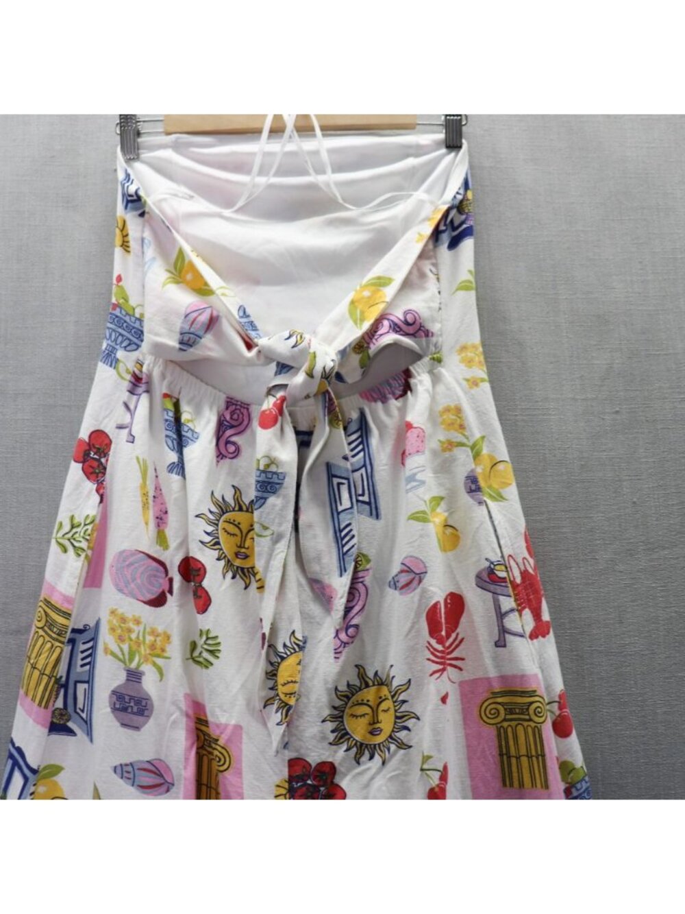 Japna Mediterranean Tile Print Dress Medium Strapless Tie Back Ciao Lobster Sun - Picture 7 of 15